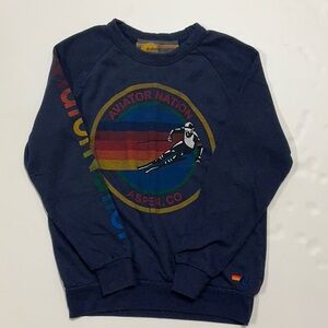 Aviator Nation Navy Sweatshirt with Rainbow Graphic